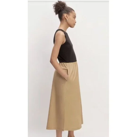 NWT Everlane The Supima High Neck Riviera Dress Women's Size XS, Midi Length